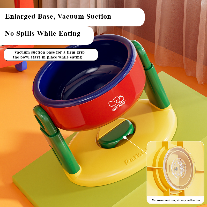 Suction Cup Adjustable Pet Bowl – Tilted, Spill-Proof & Neck-Friendly Design