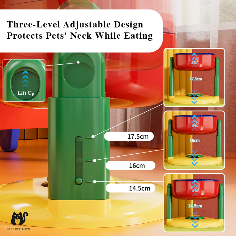 Suction Cup Adjustable Pet Bowl – Tilted, Spill-Proof & Neck-Friendly Design