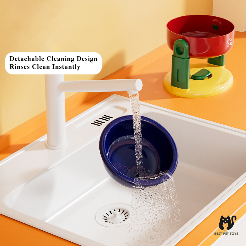 Suction Cup Adjustable Pet Bowl – Tilted, Spill-Proof & Neck-Friendly Design