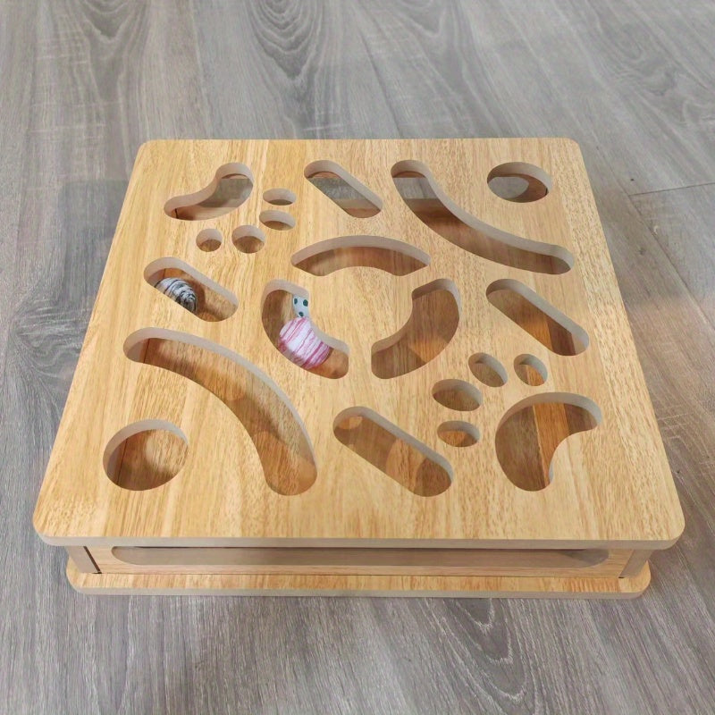 Wooden Multi-Level Cat Puzzle Toy