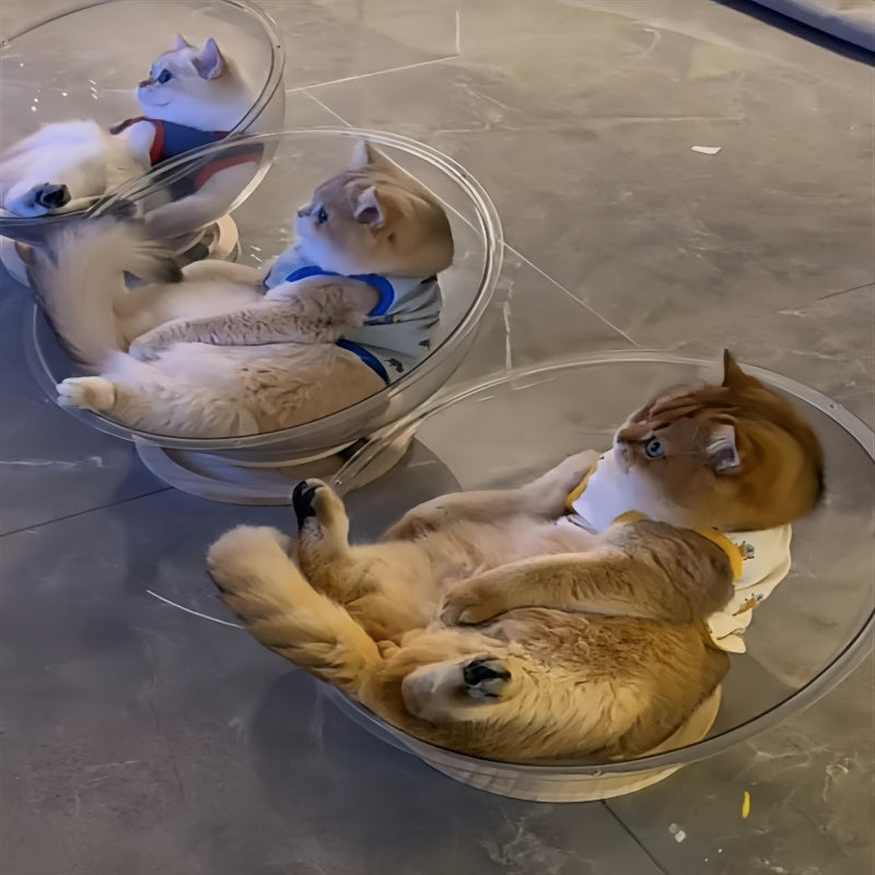 All-Season Space Capsule Cat Bed with Trackball Toy – Easy & Fun!