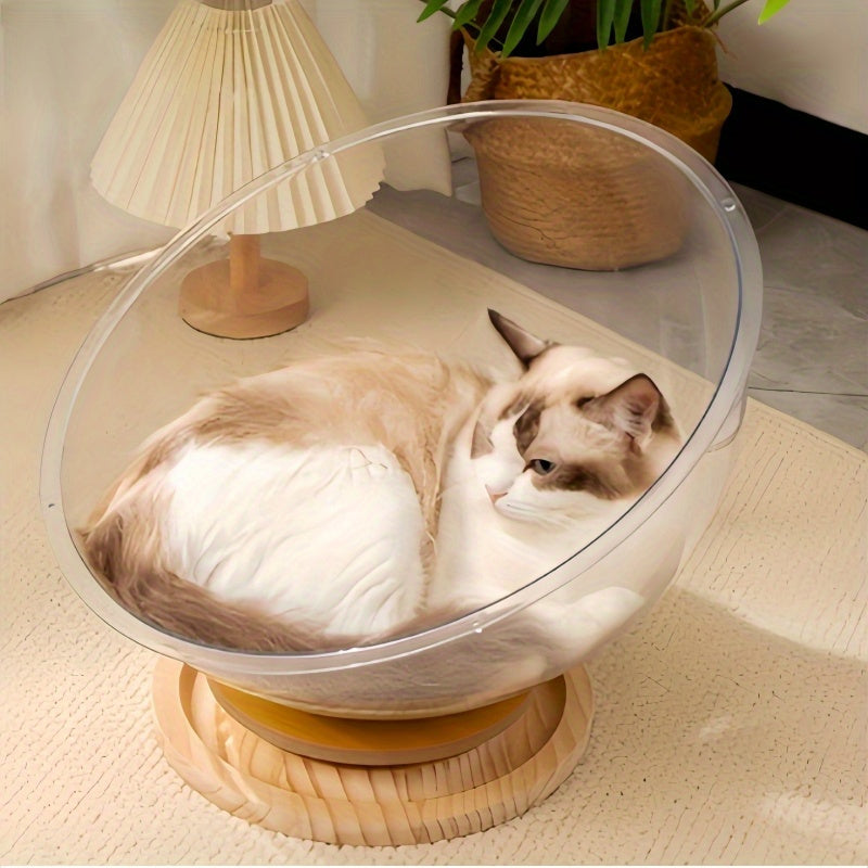 All-Season Space Capsule Cat Bed with Trackball Toy – Easy & Fun!