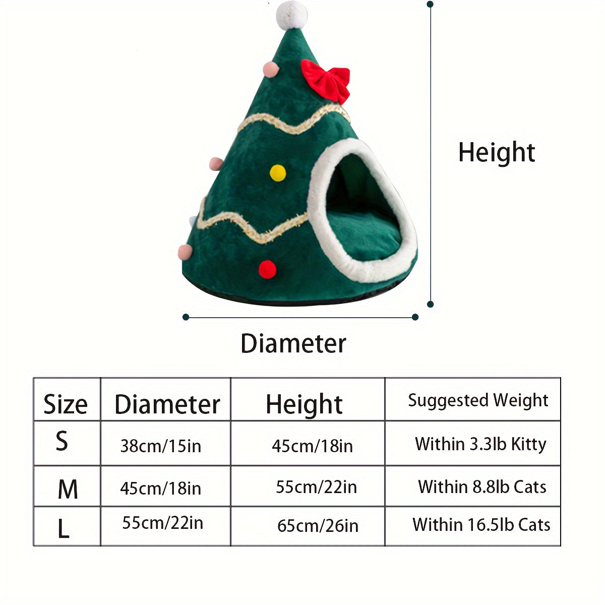 Christmas Tree Cat Bed – Festive Design with Non-Slip Base