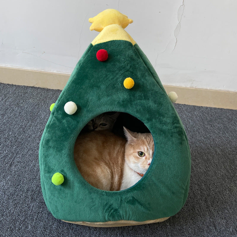 Christmas Tree Pet Bed – Warm Indoor Cat/Dog House