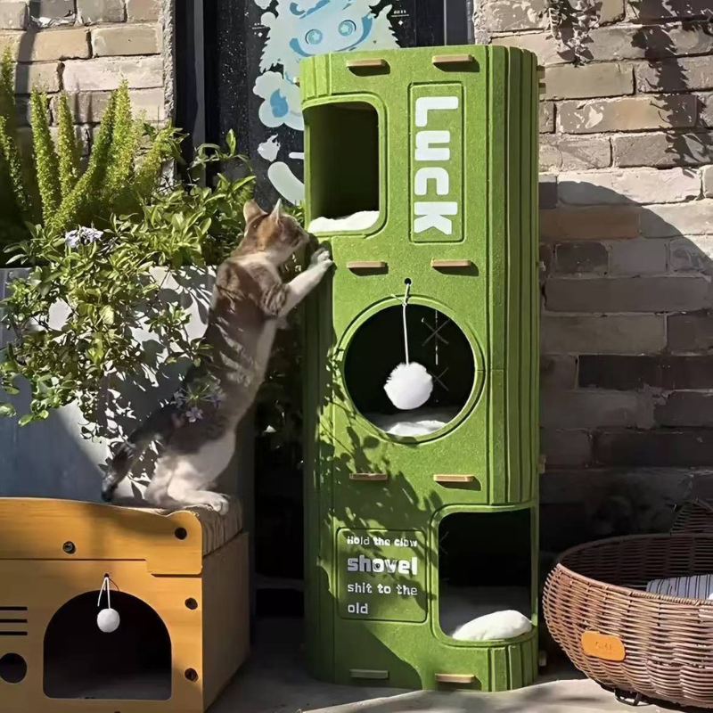 Portable Cat Tree with Enclosed Bed & Scratching Post – Multi-Cat Play Shelter