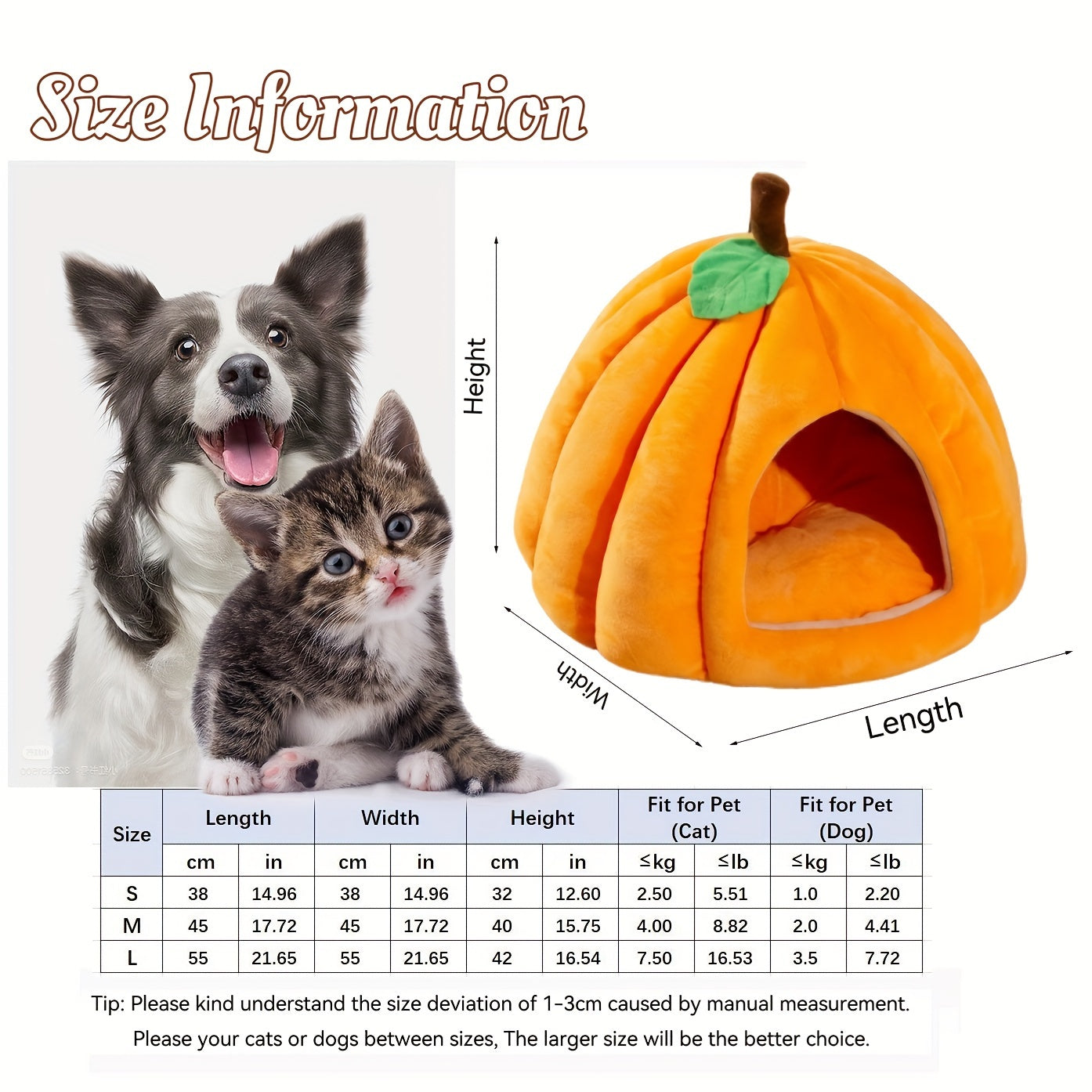 Lit pour chat en forme de citrouille – Nid d’intérieur douillet avec coussin amovible