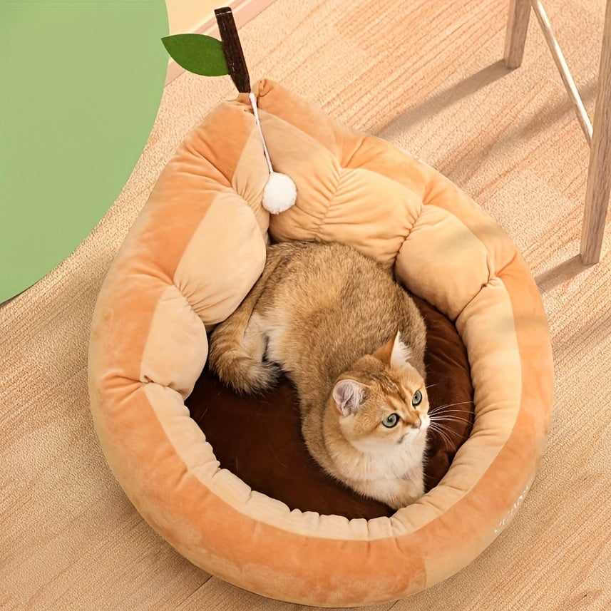 All-Season Cat Bed – Semi-Enclosed, Thick & Cozy Design