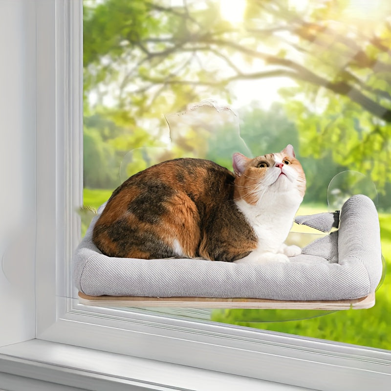 Cat Window Hammock – Suction Cup, Easy Assembly, Ideal for Sunbathing (Orange)