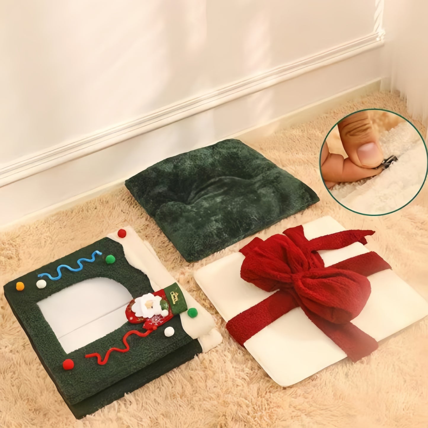 Christmas-Themed Cat House – Warm Festive Indoor Bed with Toy