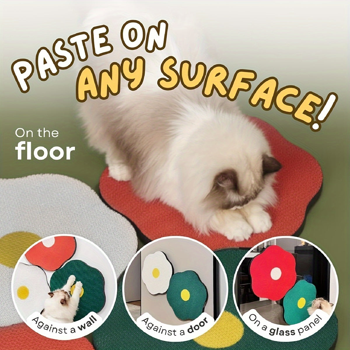 Wall-Mounted Floral Cat Scratcher – Durable & Eco-Friendly