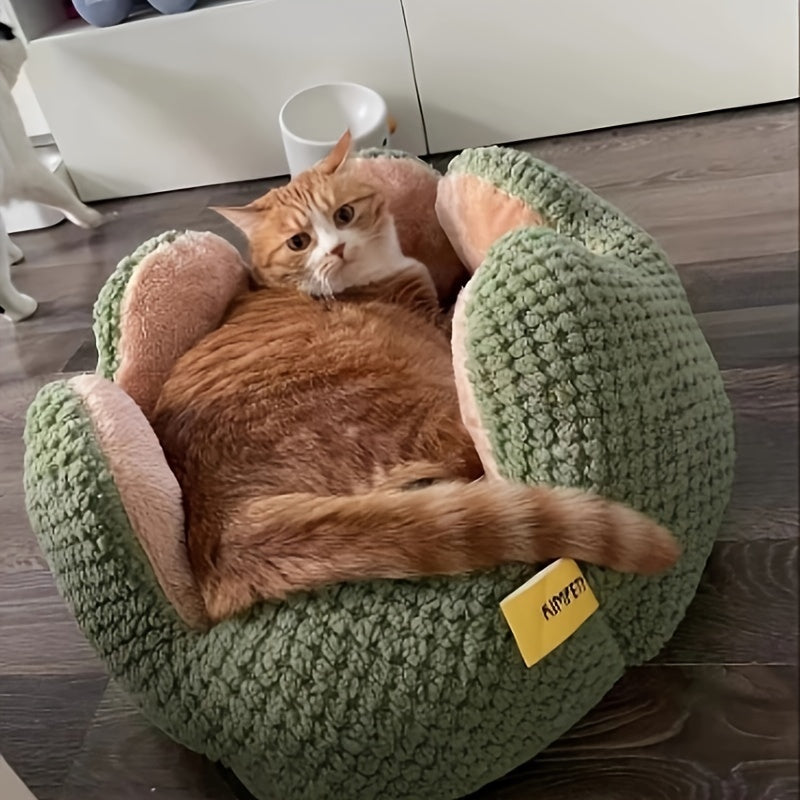 Charming Petal Cat & Dog Bed – Soft, Warm, and Cozy!