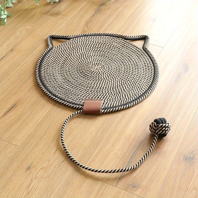 Deluxe Sisal Cat Scratching Mat – Durable Pad with Ball Toy