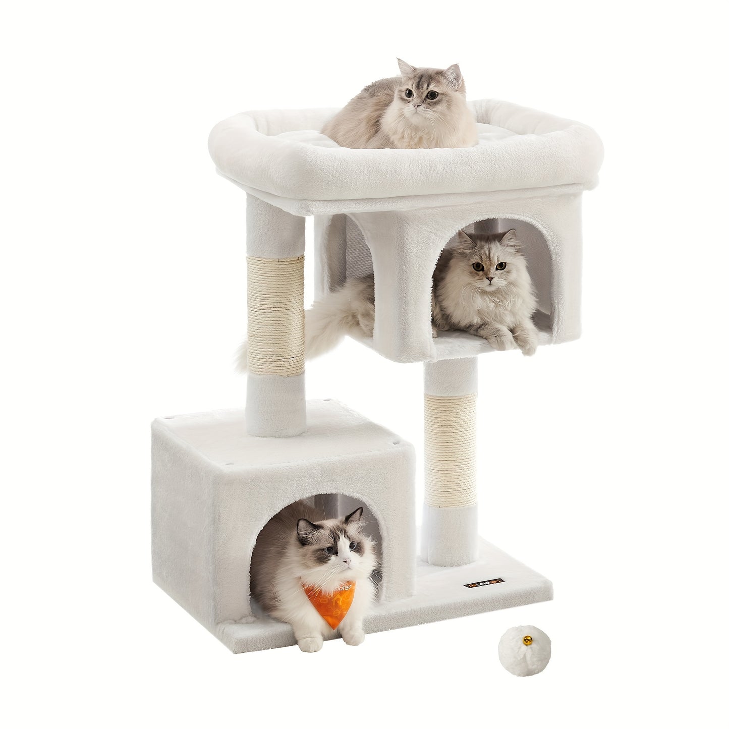 Feandrea 33-Inch Cat Tree – Tower with Perch, Caves & Scratching Post