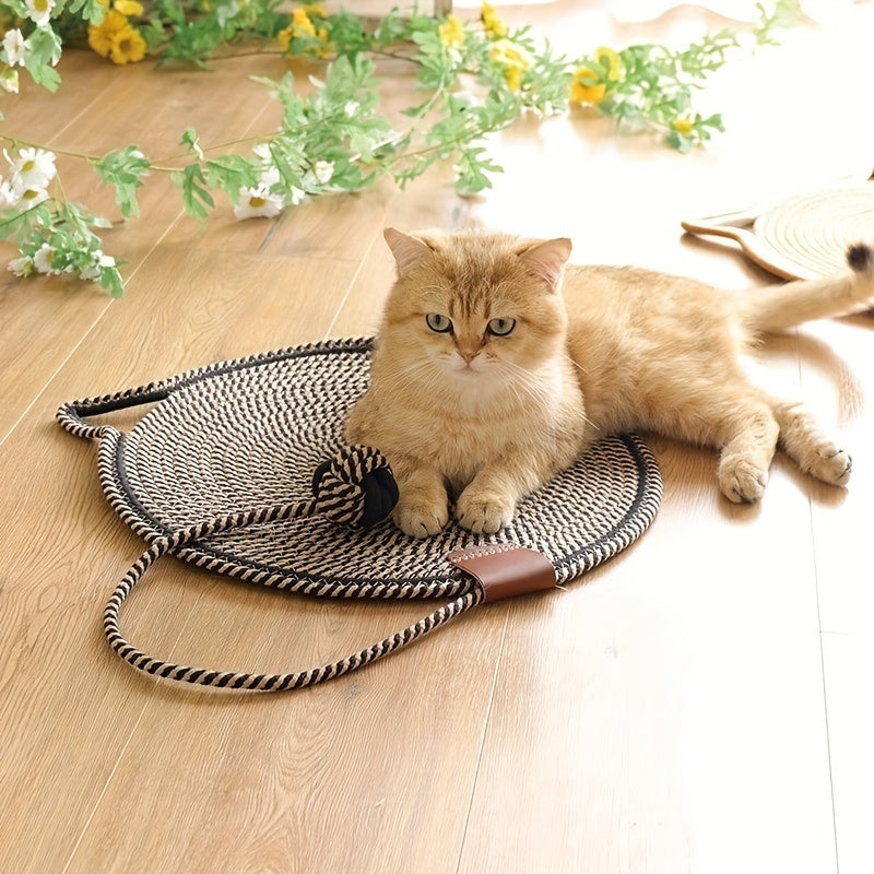 Deluxe Sisal Cat Scratching Mat – Durable Pad with Ball Toy