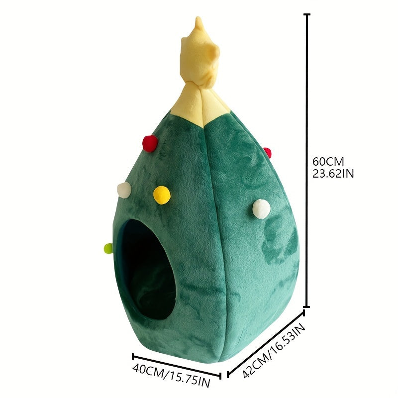 Christmas Tree Pet Bed – Warm Indoor Cat/Dog House