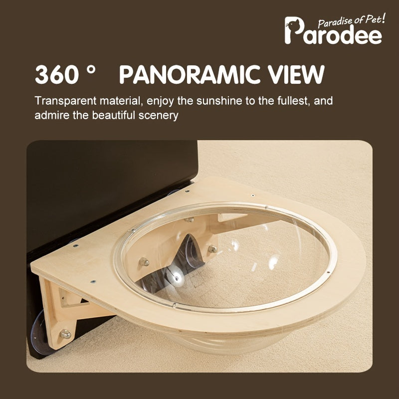 Window View Cat Hammock – Sturdy Wood, Suction Cup Design, Cozy for Glass Windows