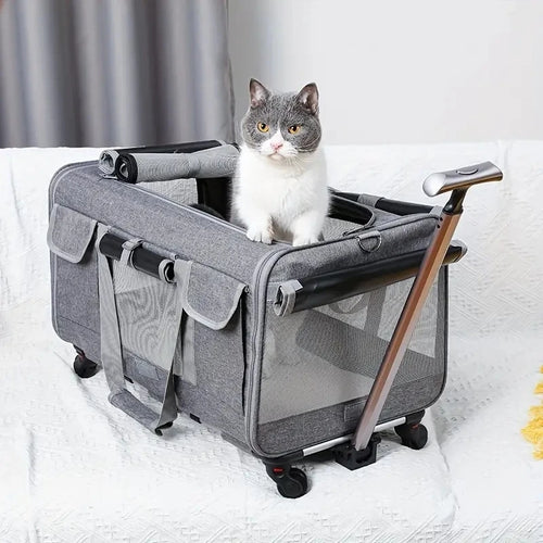 Extra Large Pet Trolley Case – Foldable & Detachable Travel Carrier