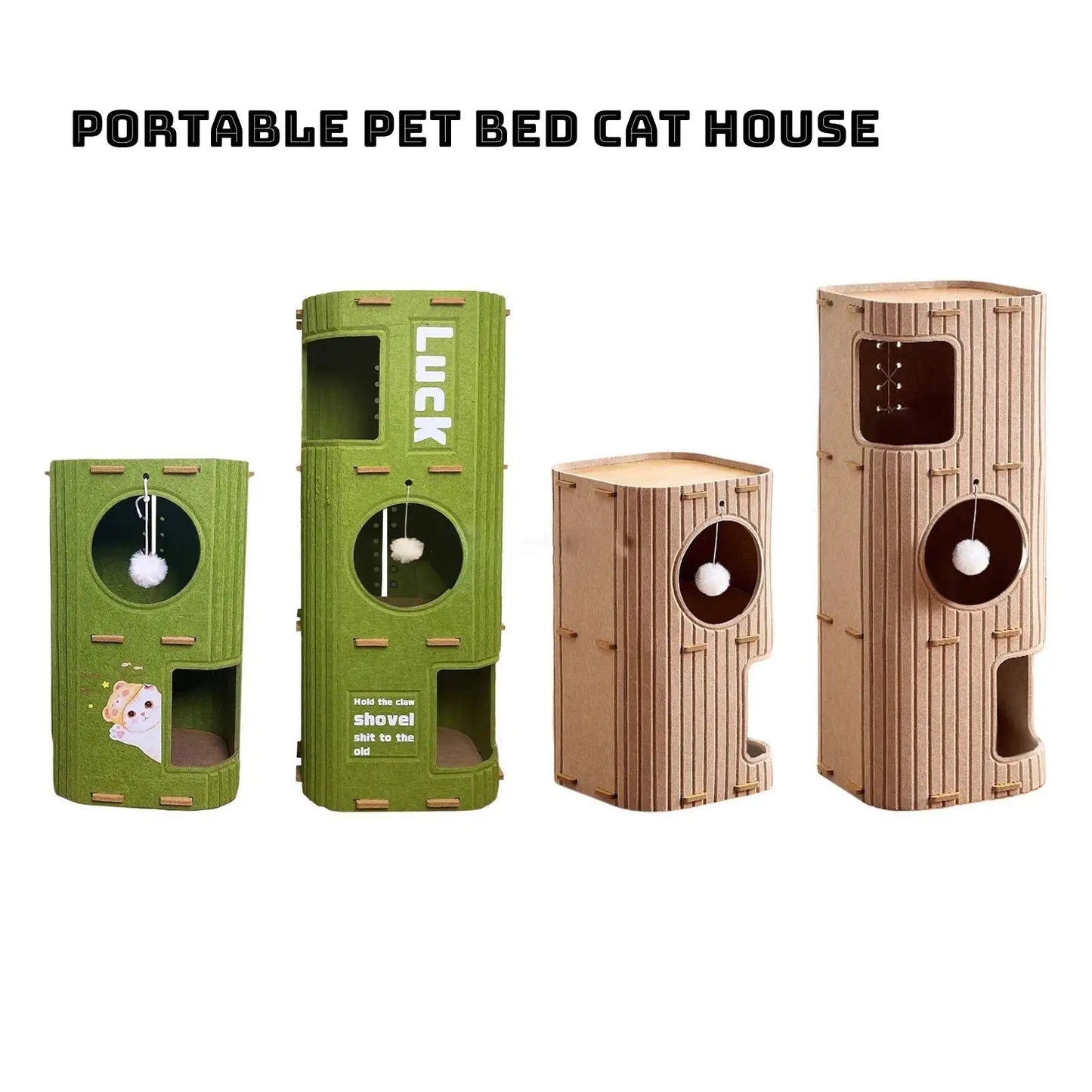 Portable Cat Tree with Enclosed Bed & Scratching Post – Multi-Cat Play Shelter