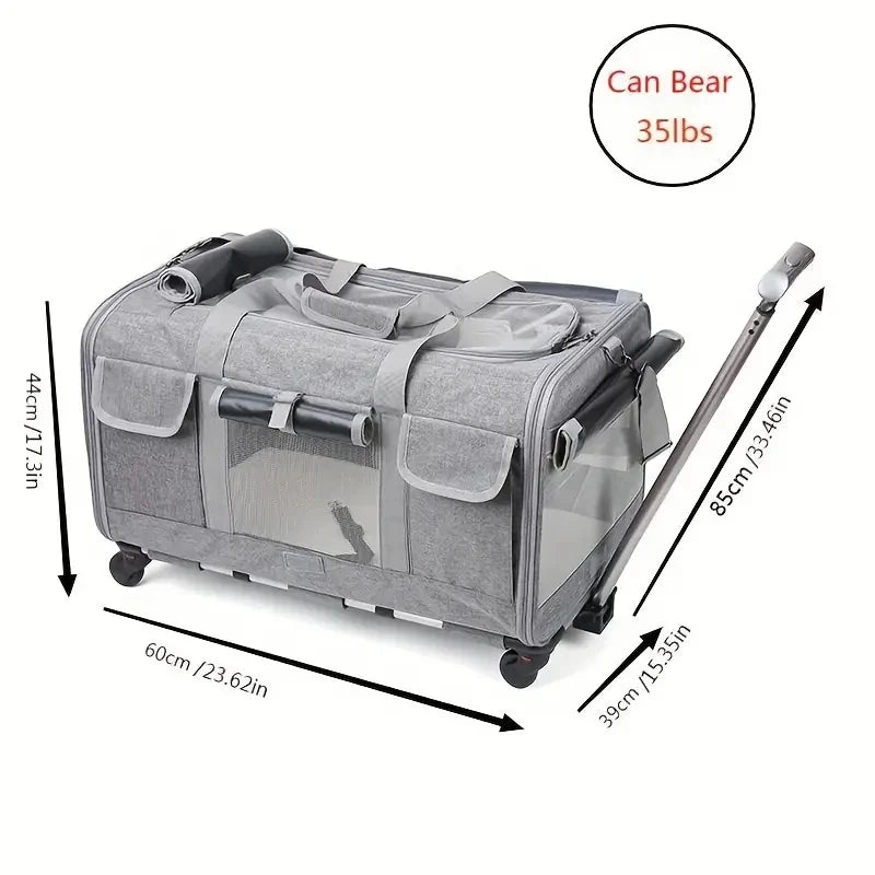 Extra Large Pet Trolley Case – Foldable & Detachable Travel Carrier