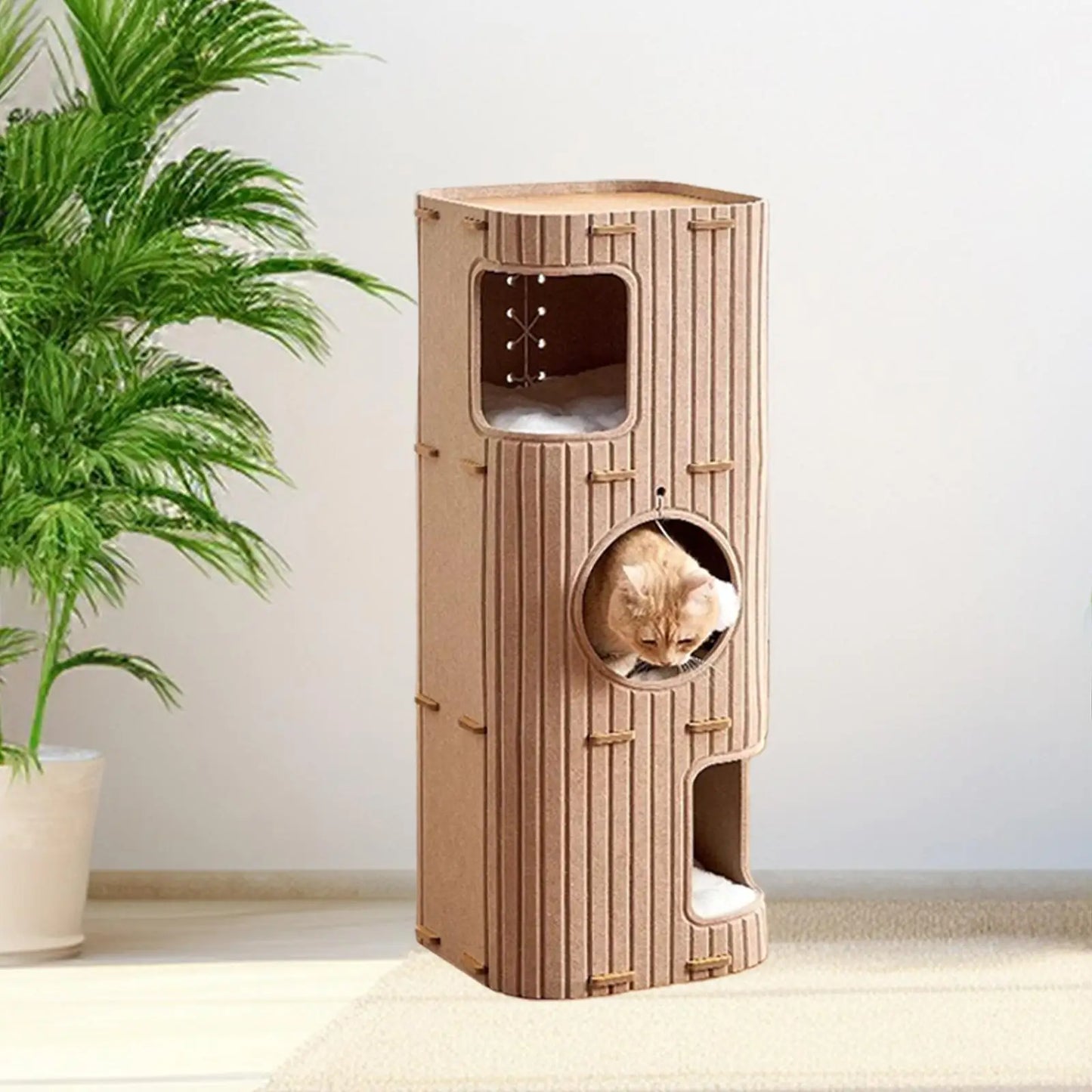 Portable Cat Tree with Enclosed Bed & Scratching Post – Multi-Cat Play Shelter