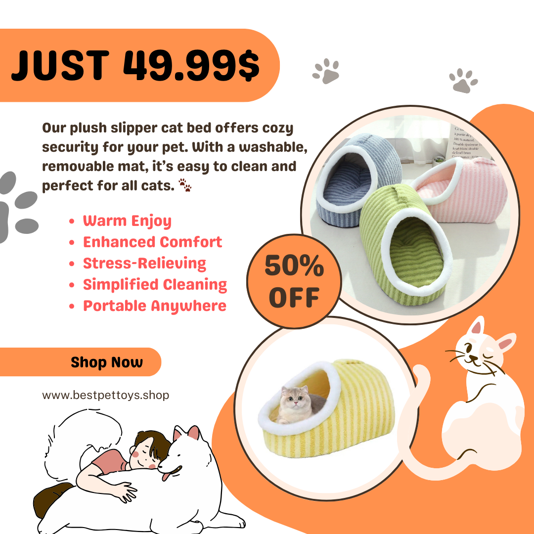 Cozy Slipper Cat Cave – Covered Hideaway Bed for Indoor Cats