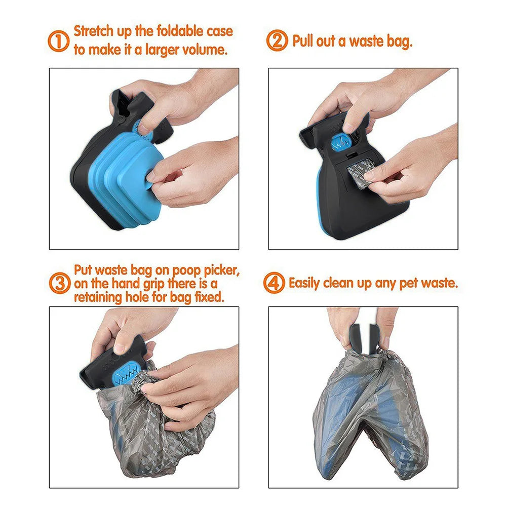 Travel Dog Poop Bag Dispenser & Foldable Pooper Scooper – Efficient Animal Waste Picker