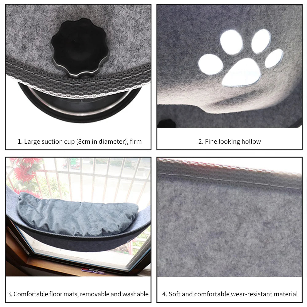Strong Suction Cat Window Hammock – Cozy Bed with a View!