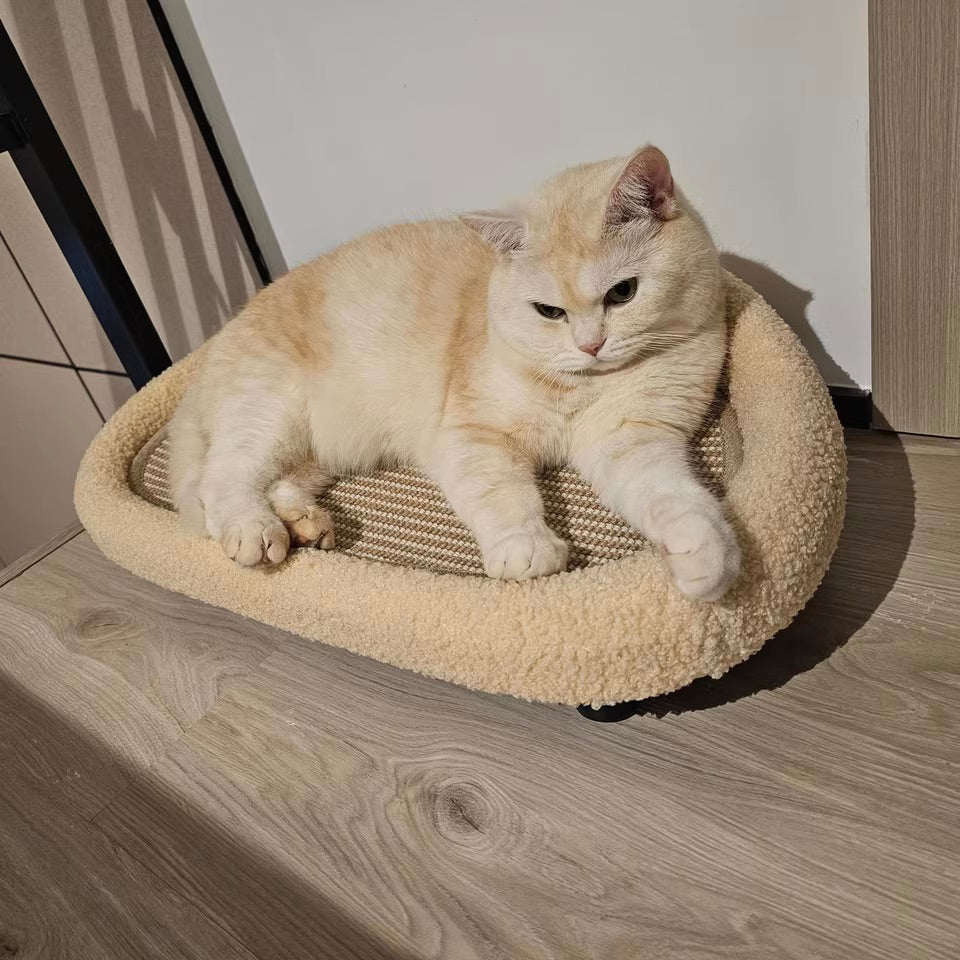 2-in-1 Warm Cat Bed & Sisal Scratching Pad – Cozy & Durable!
