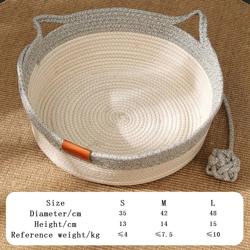 Handwoven Rattan Cat Bed – Cozy, Scratch-Resistant & Washable