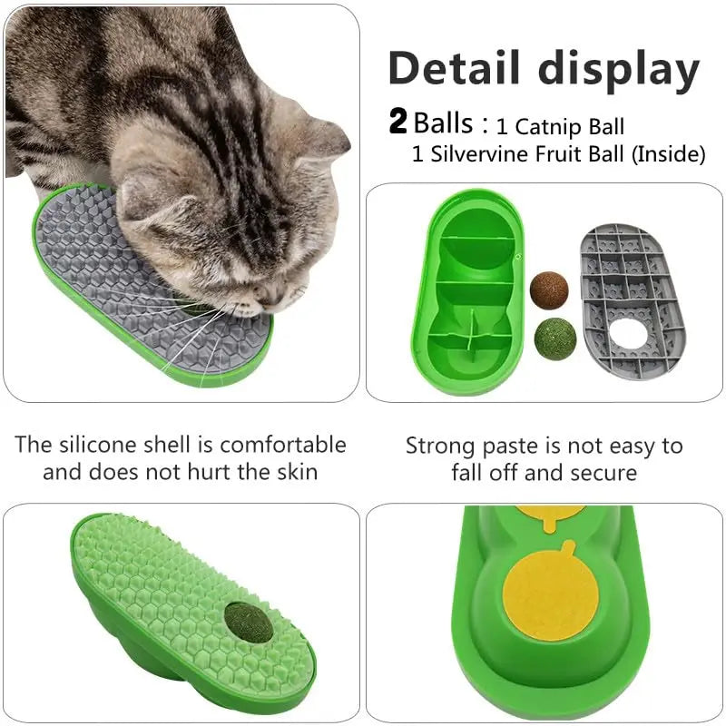 Catnip Wall Ball & Self-Groomer – Fun, Lickable Toy & Face Scraper!