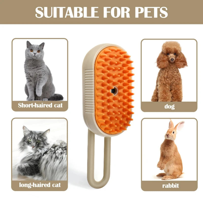 3-in-1 Steam Brush Cat Comb – Groom, Clean & Massage