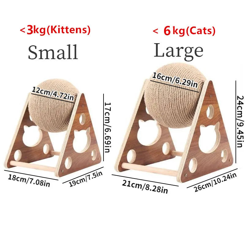 Cat Tree with Sisal Scratching Ball – Wooden Claw Grinding Toy