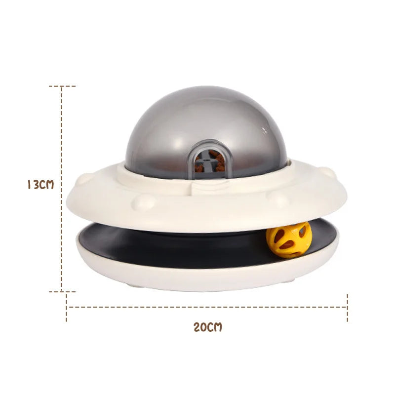 Spaceship Cat Turntable Toy – Interactive Treat Dispenser & Teaser (2025)