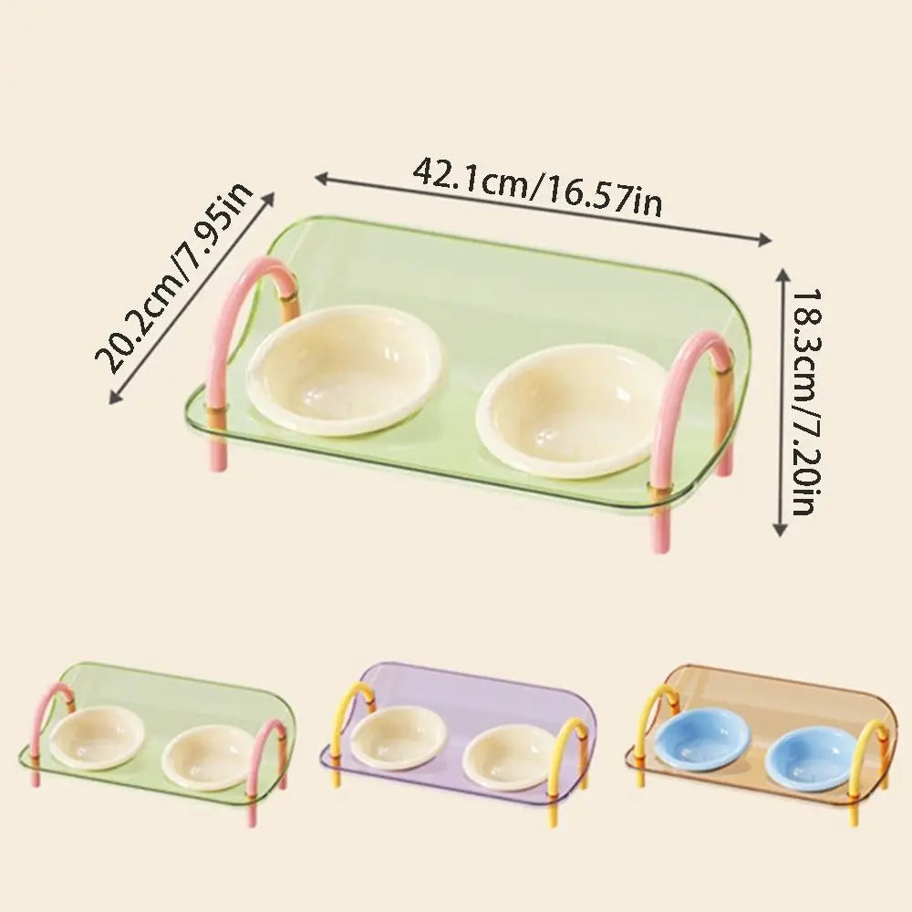 Double Elevated Cat Bowls – Adjustable Anti-Flip Food & Water Feeder