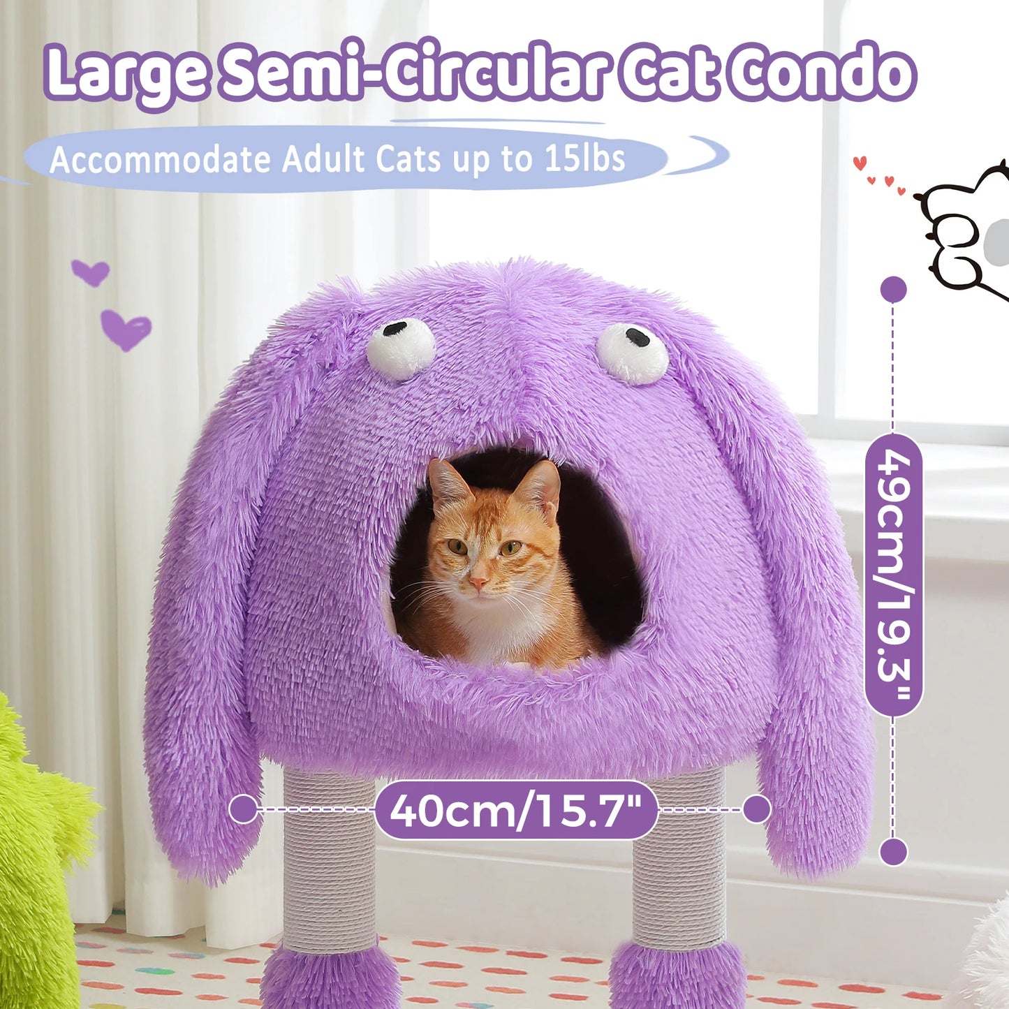 2-in-1 Cat Tree with Sisal Scratching Posts & Plush Condo