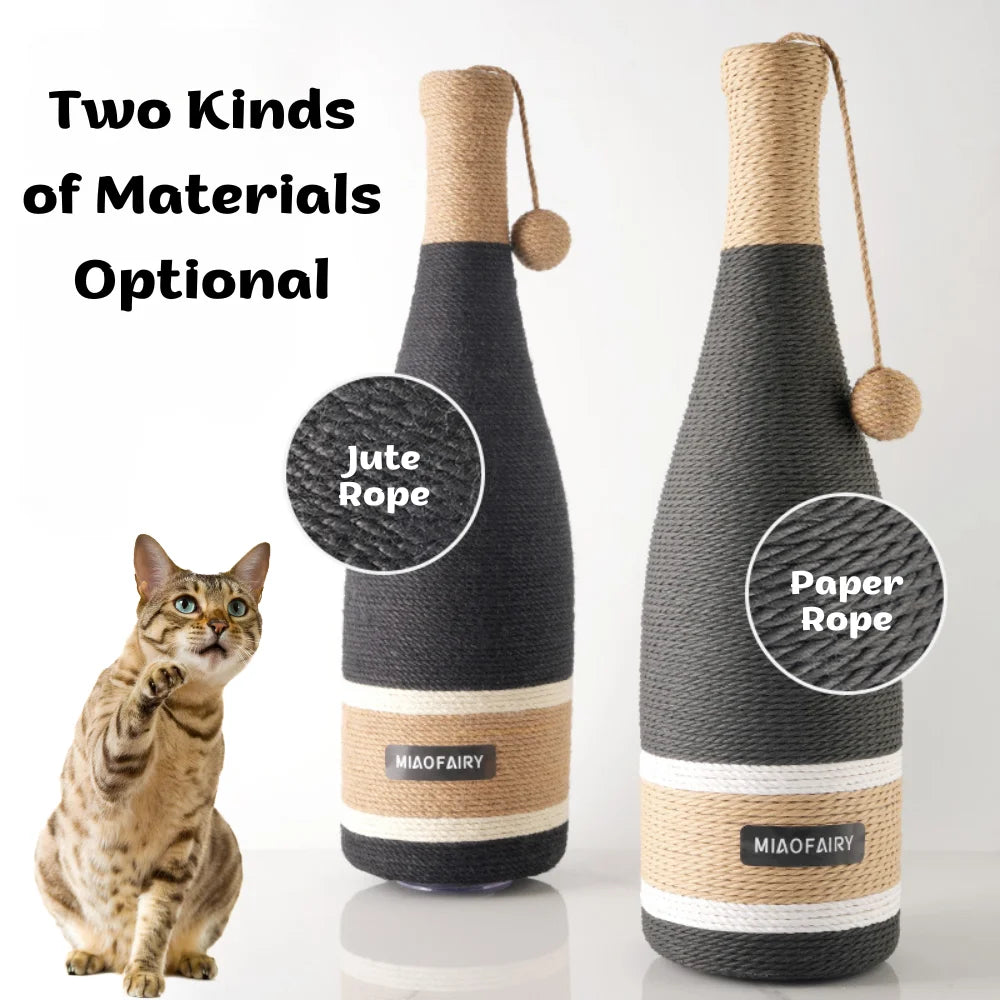 Red Wine Bottle Cat Scratcher | 60cm Jute Post + Hanging Ball Toy
