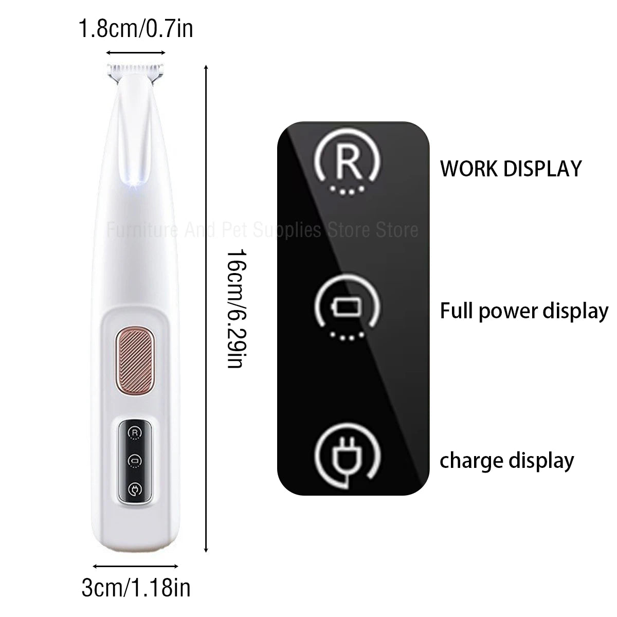 Dog Paw Trimmer with LED Light – Waterproof Grooming Clippers