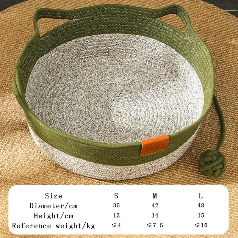 Handwoven Rattan Cat Bed – Cozy, Scratch-Resistant & Washable