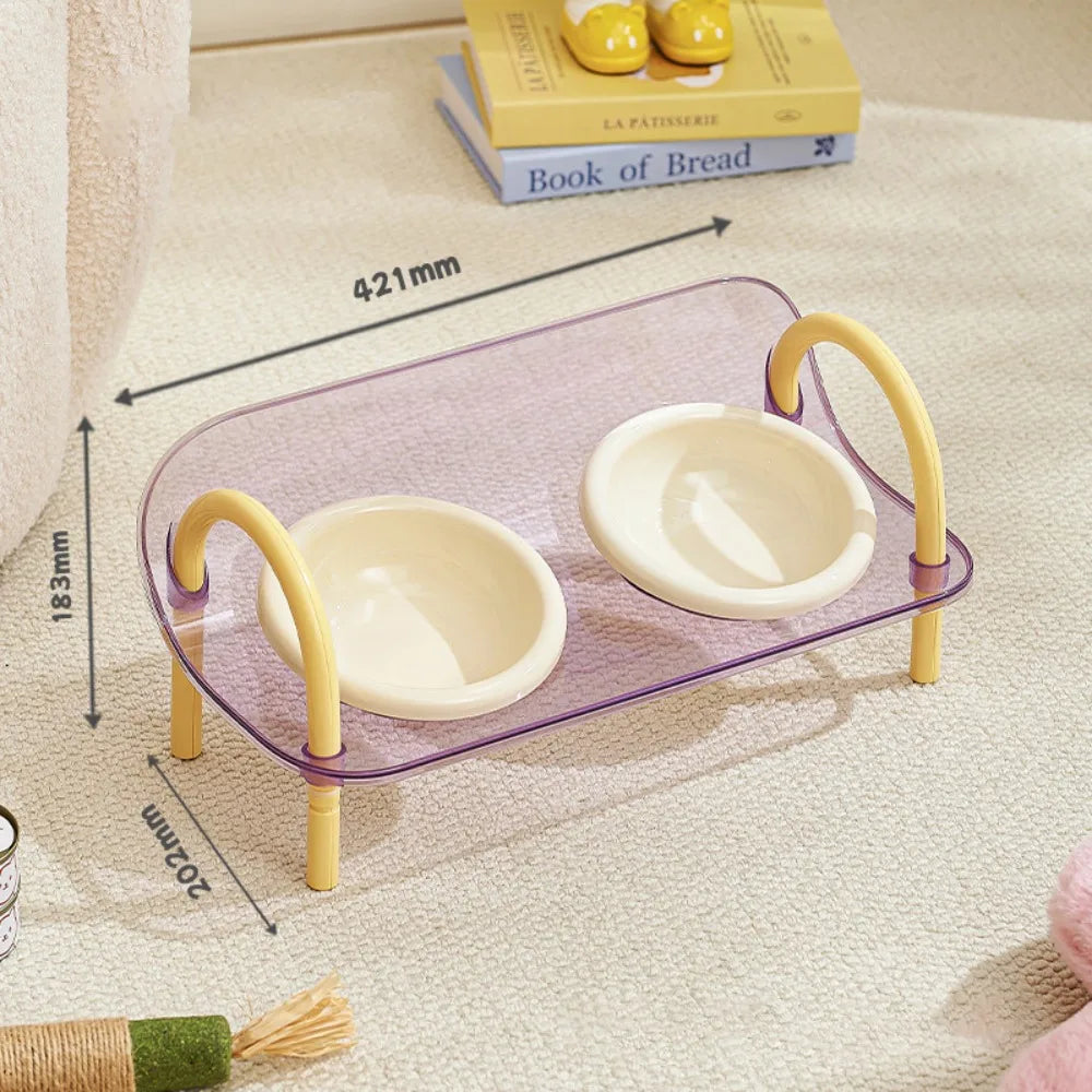 Double Elevated Cat Bowls – Adjustable Anti-Flip Food & Water Feeder