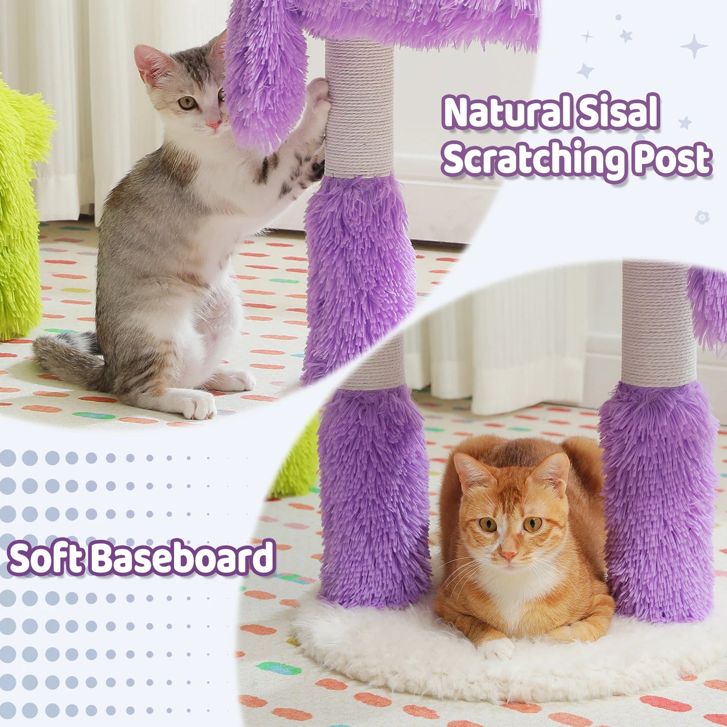 2-in-1 Cat Tree with Sisal Scratching Posts & Plush Condo