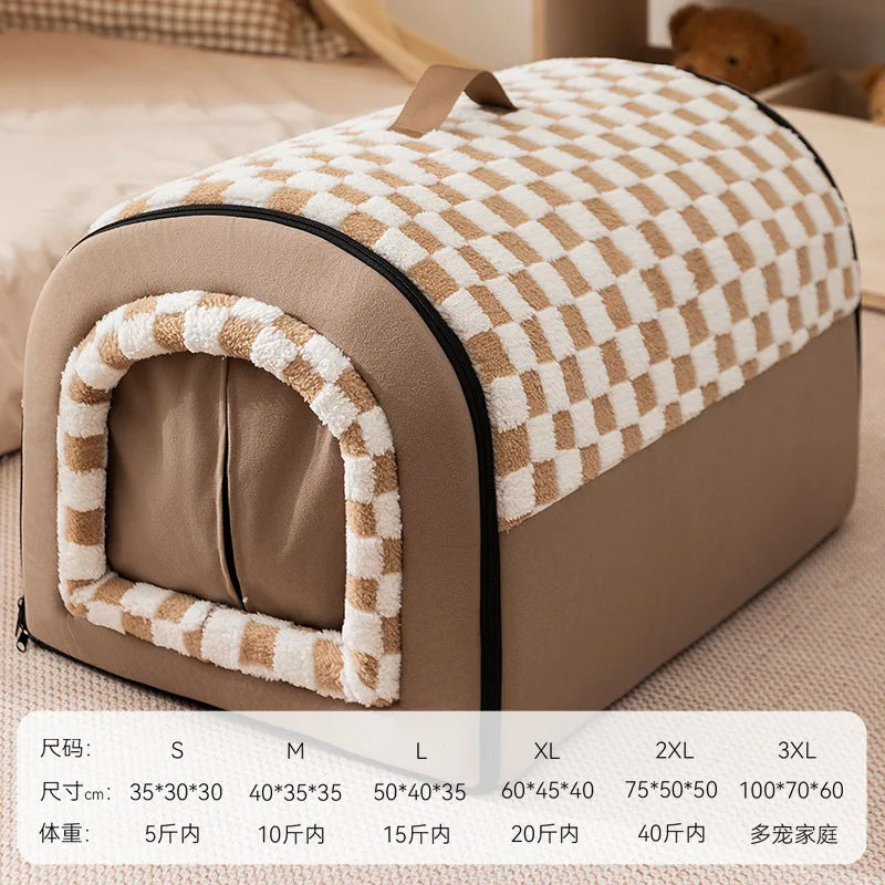 Spacious Pet House – Curved Design Bed with Detachable Curtain for Cats & Large Dogs