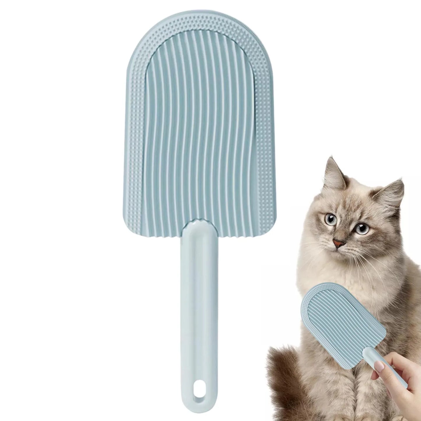 Pet Ice Cream Massage Comb – Soft, Rounded Bristles for Easy Fur Removal & Hairball Reduction
