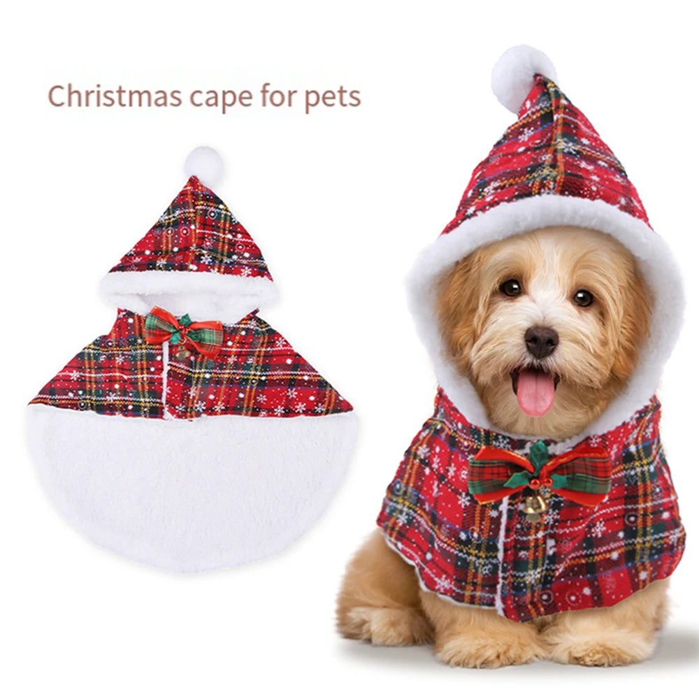 Festive Hooded Pet Cloak – Christmas Outfit for Cats & Dogs