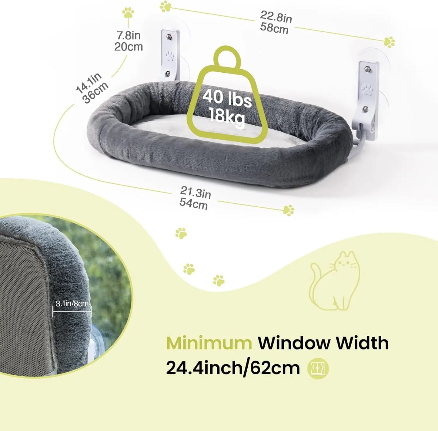 Foldable Cat Window Perch – Space-Saving Hammock with Suction Cups & Soft Cover