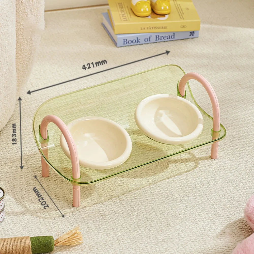 Double Elevated Cat Bowls – Adjustable Anti-Flip Food & Water Feeder