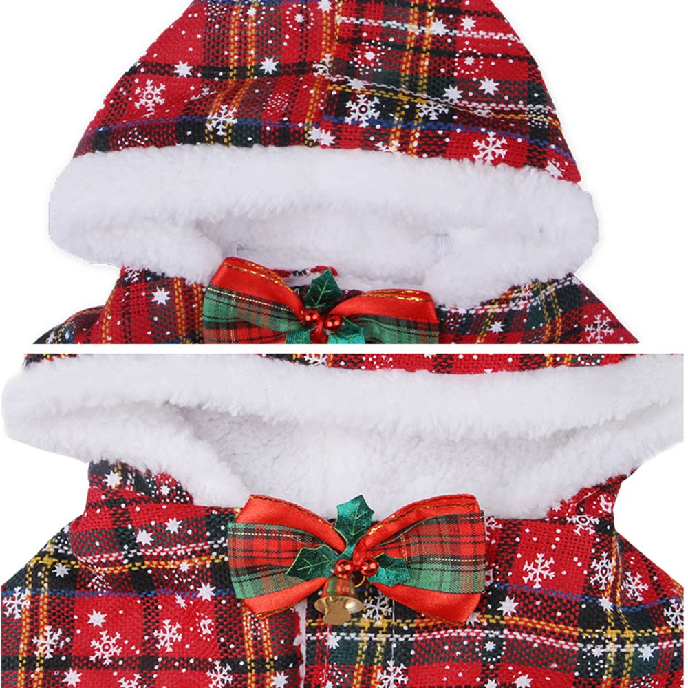 Festive Hooded Pet Cloak – Christmas Outfit for Cats & Dogs
