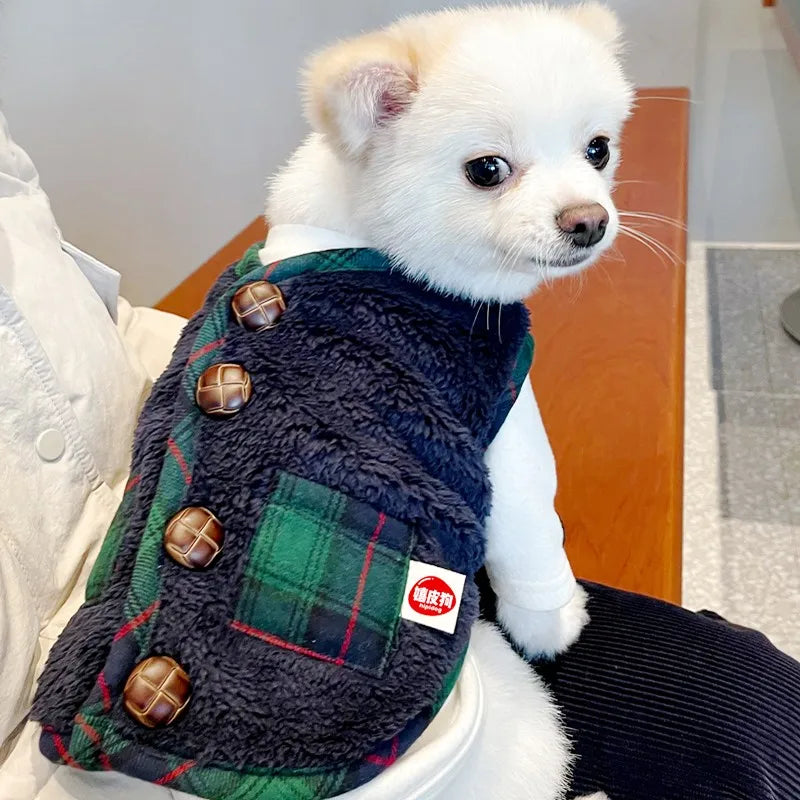 Christmas Plaid Pet Jacket – Warm & Cute for Dogs and Cats