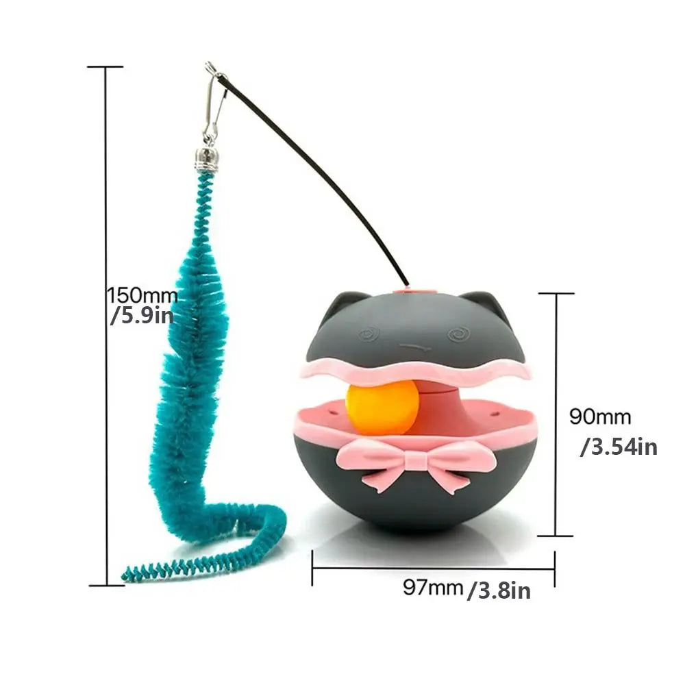 Interactive Cat Tumbler Toy with Bell – Spinning Roller Track & Teasing Stick
