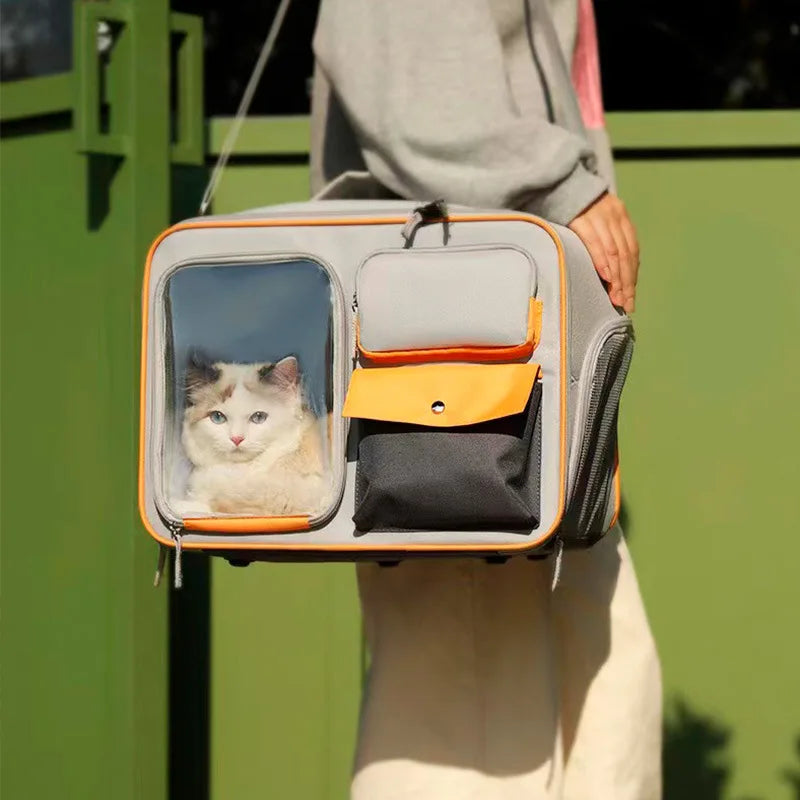 Portable Pet Trolley Case – Carrier with Wheels for Cats & Small Dogs