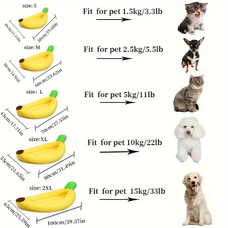 Banana-Shaped Pet Bed – Cozy, Washable Plush Nest